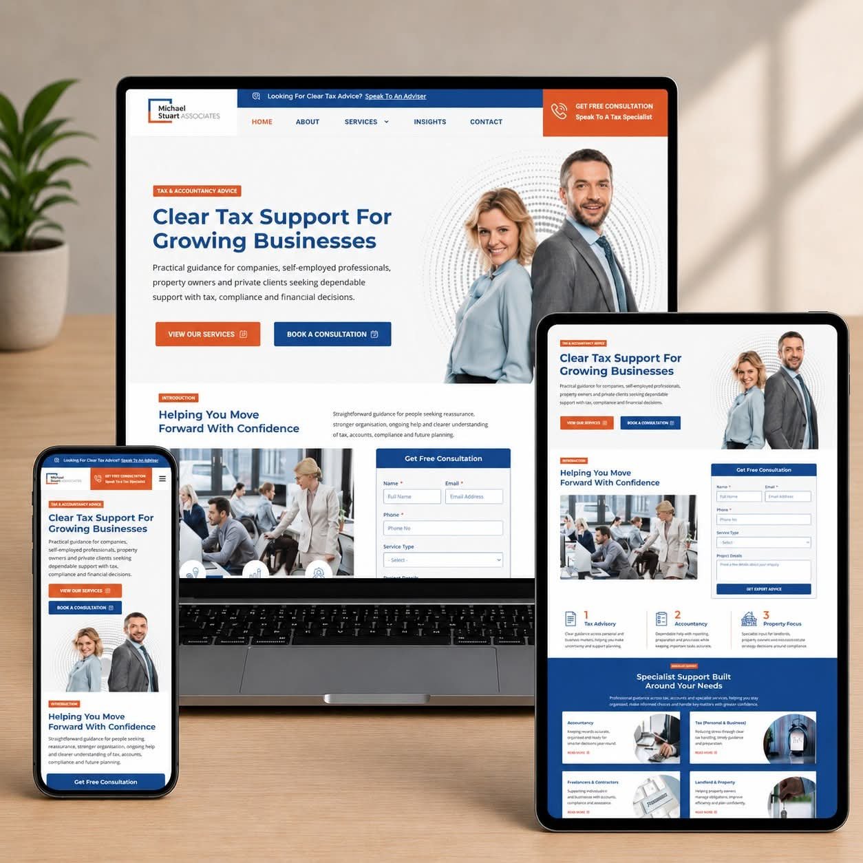 Michael Stuart Associates professional services website project by Sobia Khan
