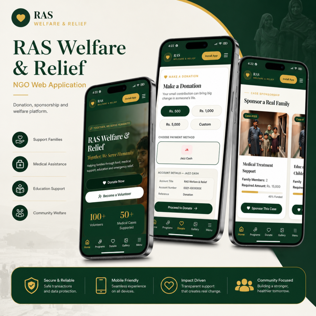 RAS Welfare & Relief — NGO Web Application project